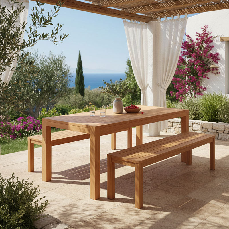 Τραπέζι Vocaly teak ξύλο σε φυσική απόχρωση 200x100x75εκ