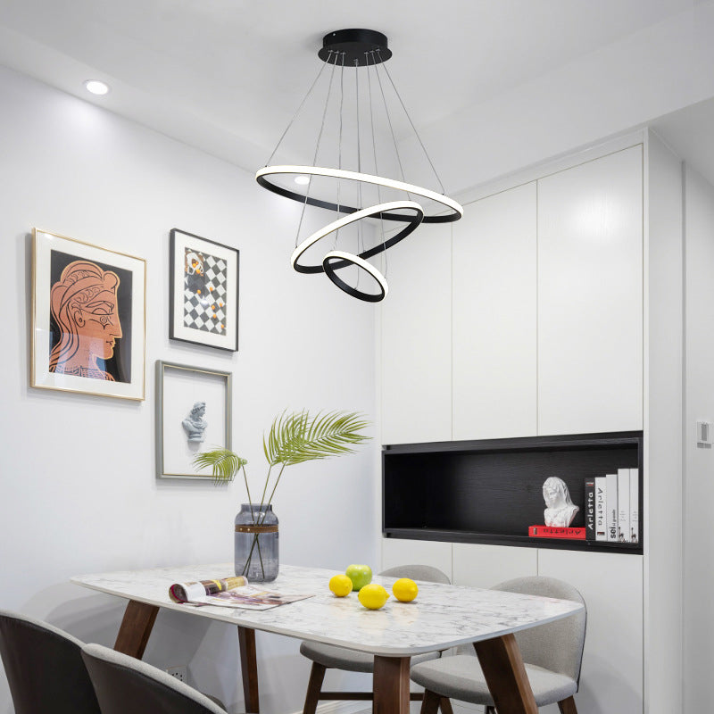 Φωτιστικό οροφής Rings led μέταλλο μαύρο Φ60x100εκ