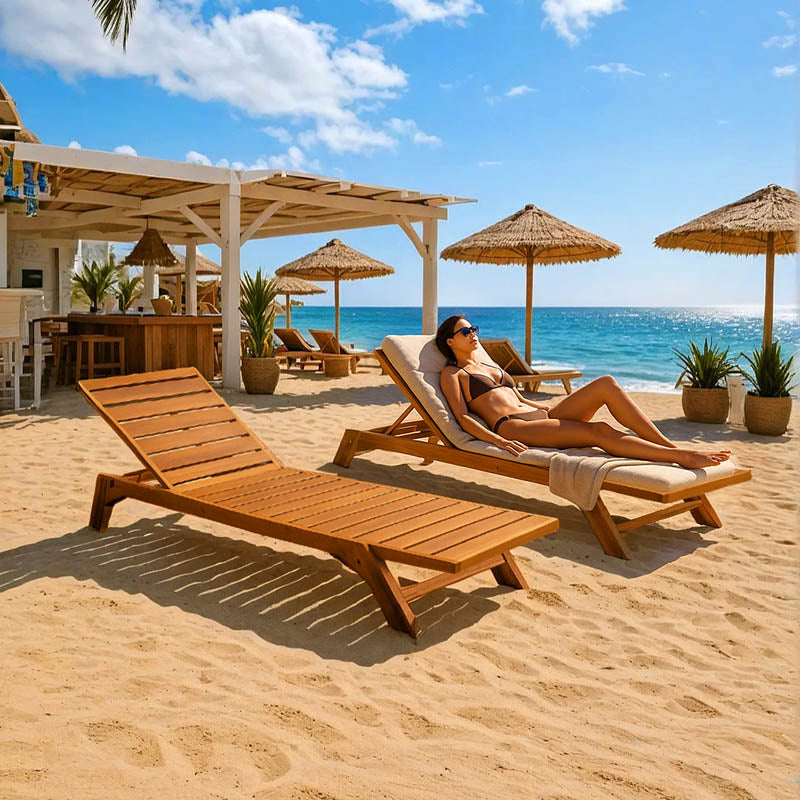Ξαπλώστρα Melop teak ξύλο σε φυσική απόχρωση 200x70x35εκ