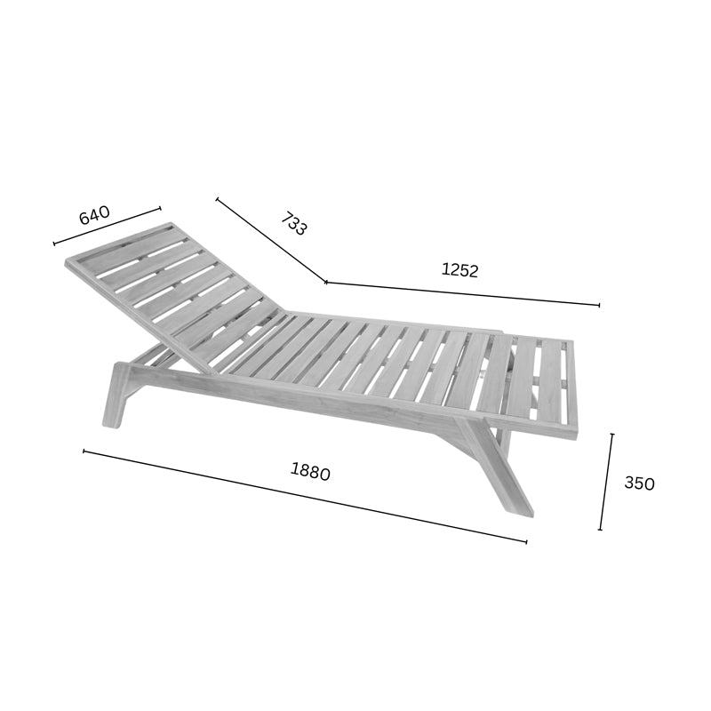 Ξαπλώστρα Melop teak ξύλο σε φυσική απόχρωση 200x70x35εκ