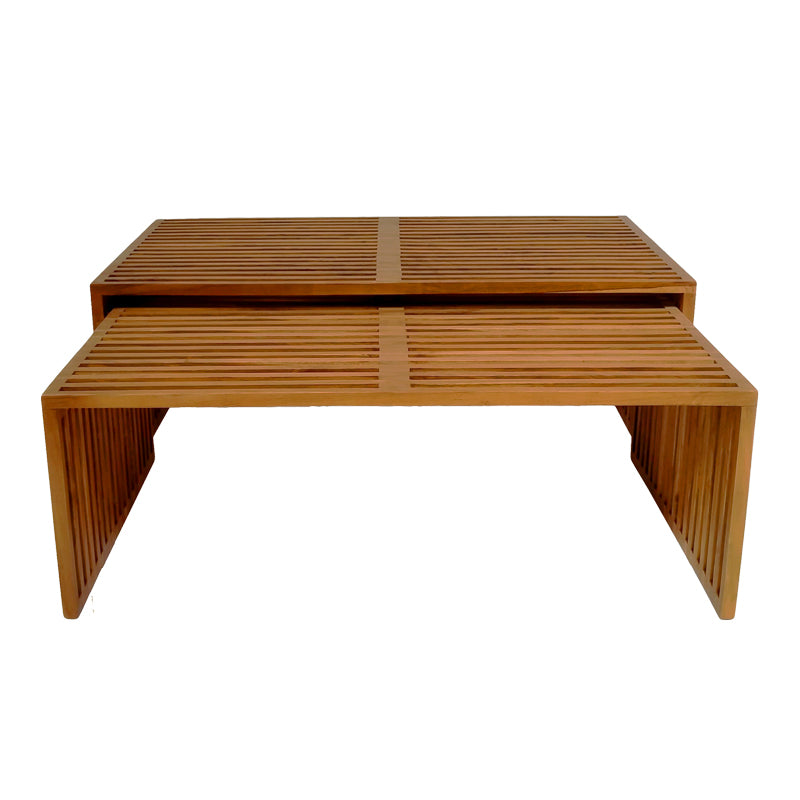 Τραπέζι Tinnie σετ 2τεμ teak ξύλο σε φυσική απόχρωση