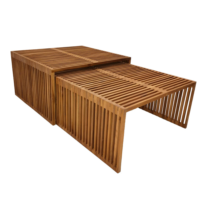 Τραπέζι Tinnie I σετ 2τεμ teak ξύλο σε φυσική απόχρωση