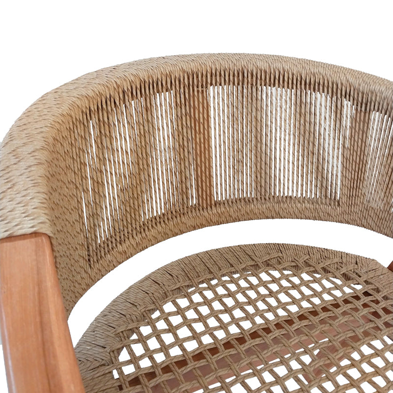 Πολυθρόνα Wolly teak ξύλο και pe σχοινί σε φυσική απόχρωση 60x60x76εκ