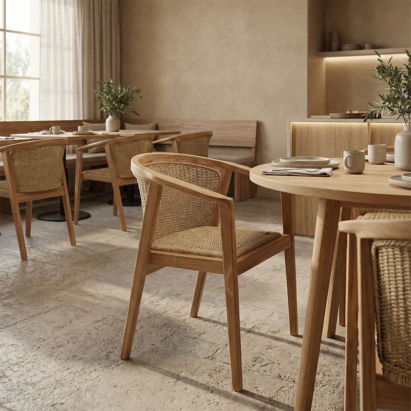 Πολυθρόνα Granny teak wood και συνθετικό σχοινί σε φυσική απόχρωση 60x60x82εκ
