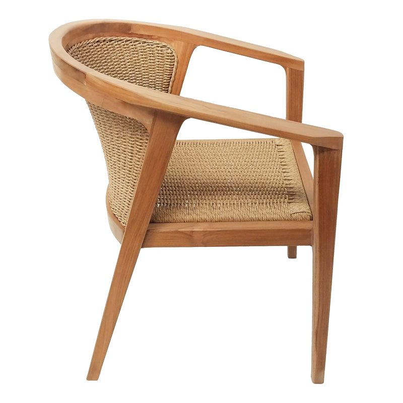 Πολυθρόνα Granny teak wood και συνθετικό σχοινί σε φυσική απόχρωση 60x60x82εκ