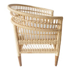 Πολυθρόνα Necorian paakoworld teak ξύλο με pe rattan σε φυσική απόχρωση και λευκό μαξιλάρι 80x70x87εκ