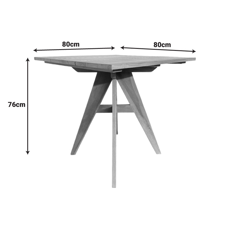 Τραπέζι Cadrada teak ξύλο σε φυσική απόχρωση 80x80x76εκ
