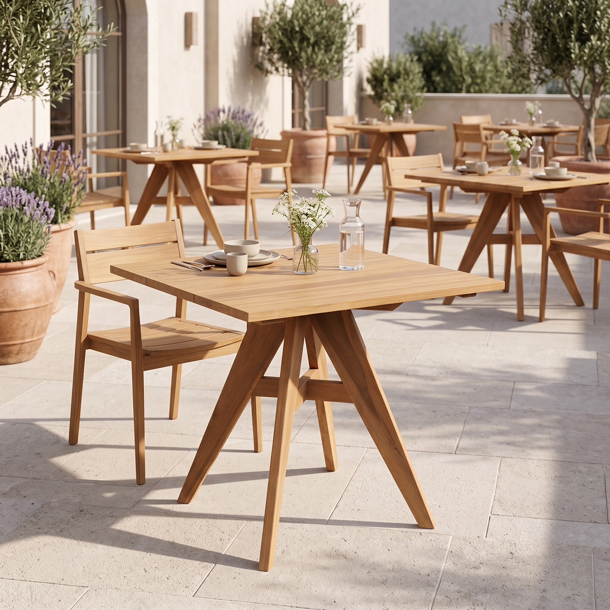 Τραπέζι Cadrada teak ξύλο σε φυσική απόχρωση 80x80x76εκ