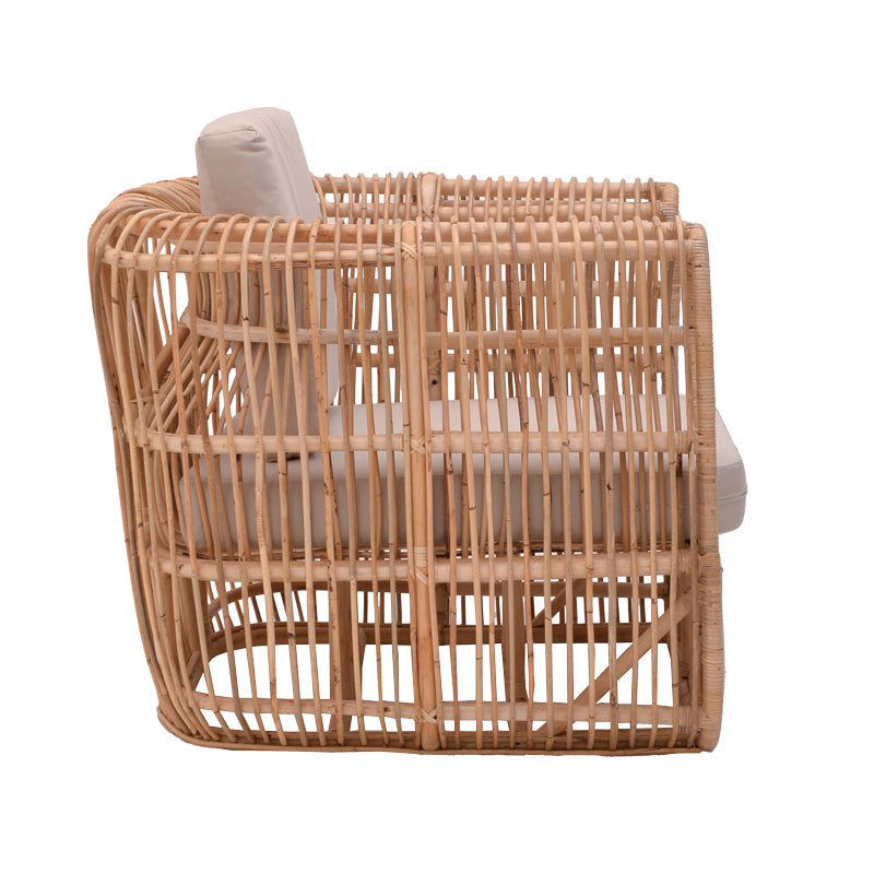 Πολυθρόνα Fajole rattan σε φυσική απόχρωση με μπεζ μαξιλάρι 83x92x82εκ