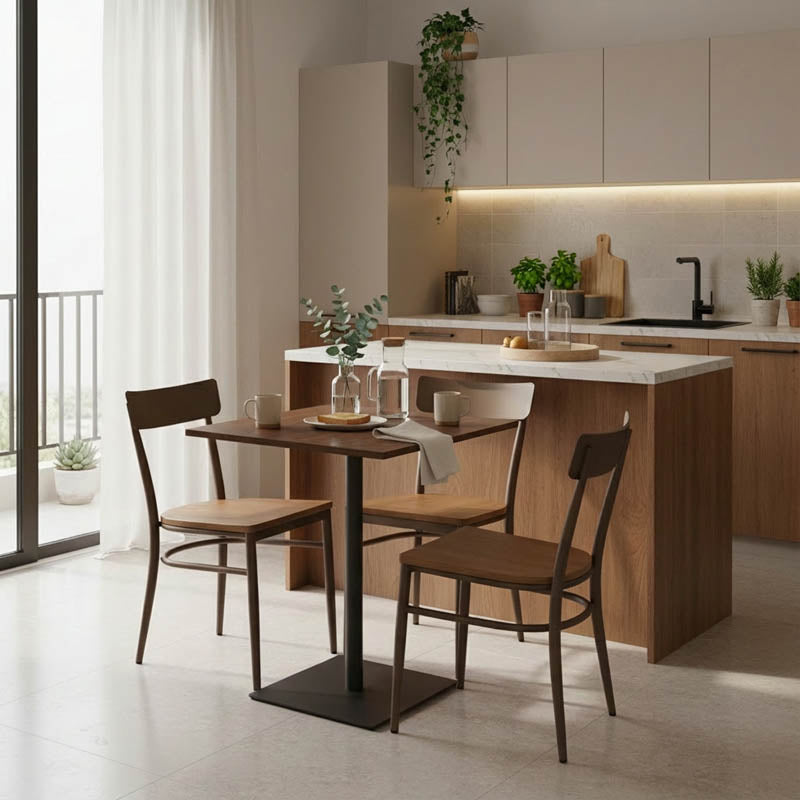 Τραπέζι Nerobian mdf σε καρυδί απόχρωση 60x60x75εκ