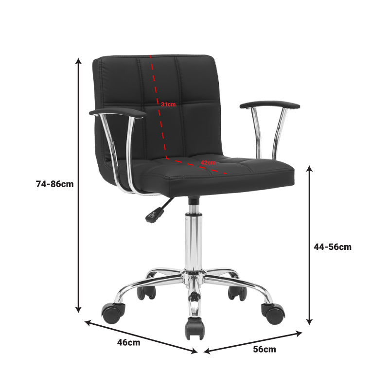 Καρέκλα γραφείου Buleco pu σε μαύρη απόχρωση 56x46x74-86εκ