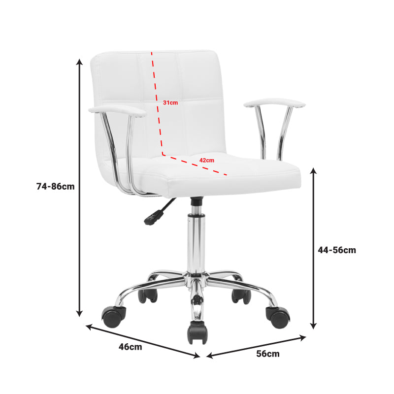Καρέκλα γραφείου Buleco pu σε λευκή απόχρωση 56x46x74-86εκ