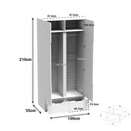 Ντουλάπα δίφυλλη Afina mdf σε λευκή glossy απόχρωση 100x57x213εκ