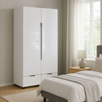 Ντουλάπα δίφυλλη Afina mdf σε λευκή glossy απόχρωση 100x57x213εκ