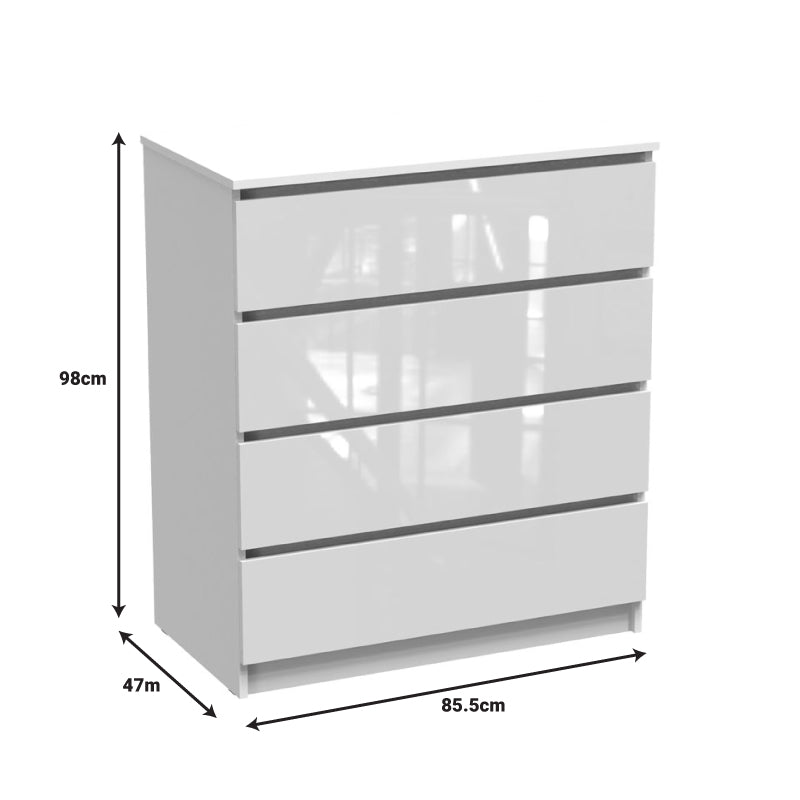 Συρταριέρα Dicama mdf σε λευκη glossy απόχρωση 90x47x101εκ