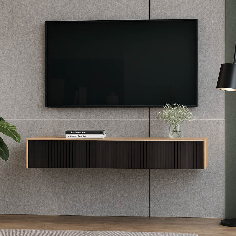 Κονσόλα με 2 συρτάρια Doha mdf σε μαύρη με oak απόχρωση 120x41x20cm
