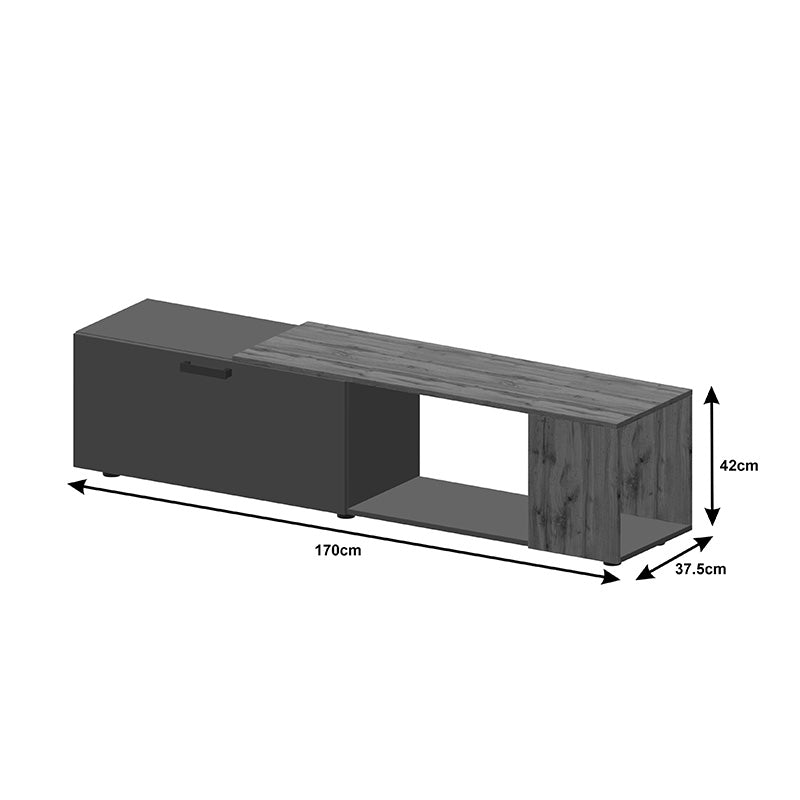 Σύνθετο σαλονιού Poelfy σε ανθρακί-oak απόχρωση 170x37.5x42εκ