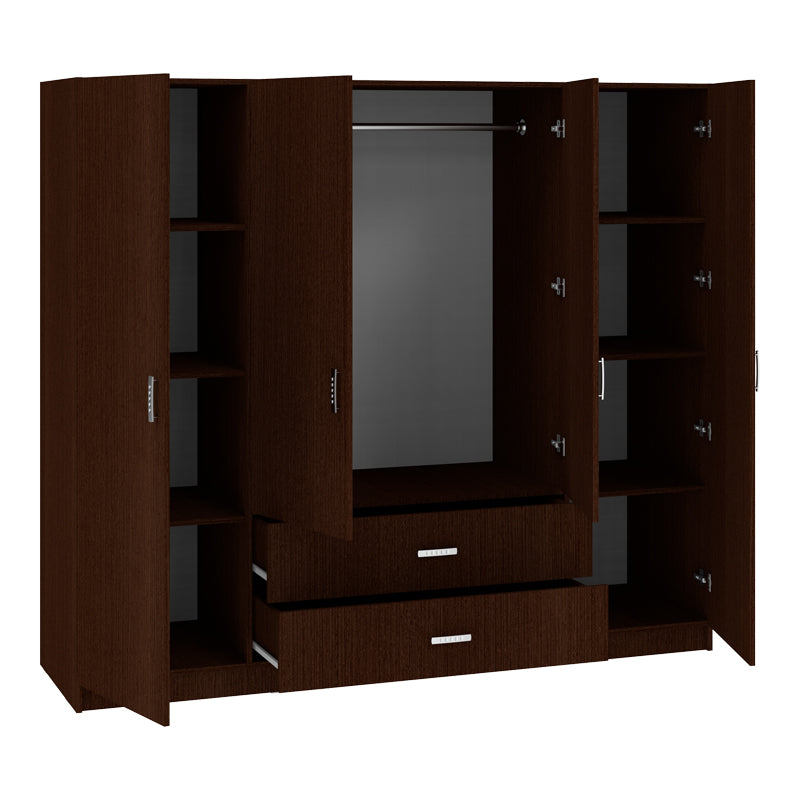 Ντουλάπα τετράφυλλη Royal με συρτάρια wenge 200x58x177εκ