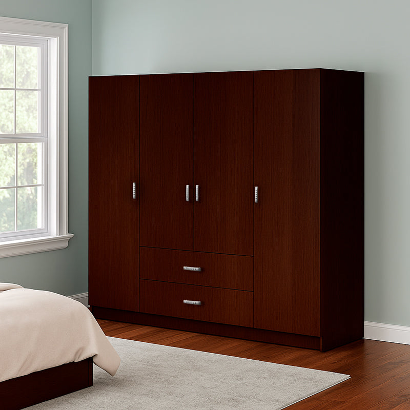 Ντουλάπα τετράφυλλη Royal με συρτάρια wenge 200x58x177εκ
