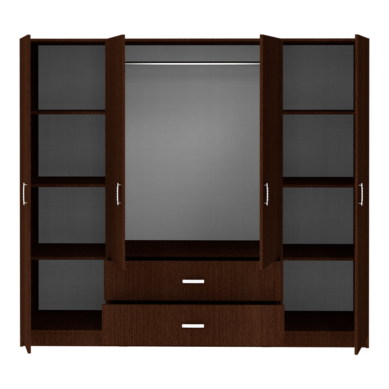 Ντουλάπα τετράφυλλη Royal με συρτάρια wenge 200x58x177εκ