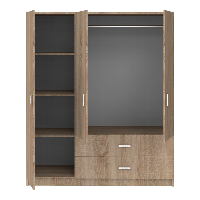 Ντουλάπα τρίφυλλη Royal με συρτάρια sonoma 150x58x177εκ