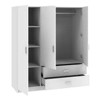 Ντουλάπα τρίφυλλη Royal με συρτάρια λευκό 150x58x177εκ
