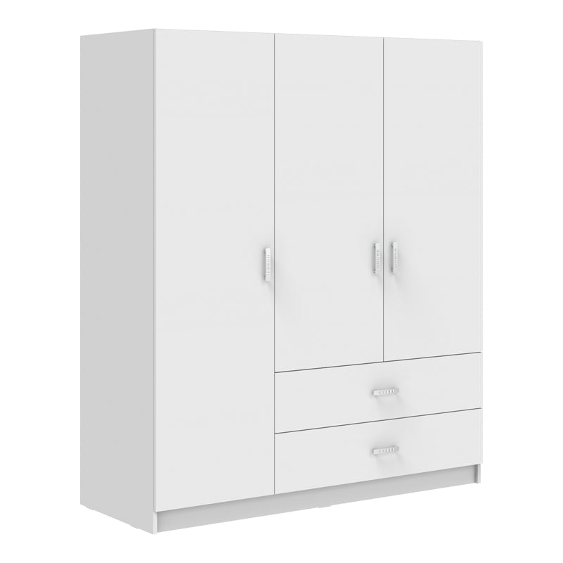Ντουλάπα τρίφυλλη Royal με συρτάρια λευκό 150x58x177εκ