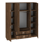 Ντουλάπα τετράφυλλη με συρτάρια Royal καρυδι-oak 200x58x230εκ