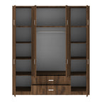 Ντουλάπα τετράφυλλη με συρτάρια Royal καρυδι-oak 200x58x230εκ