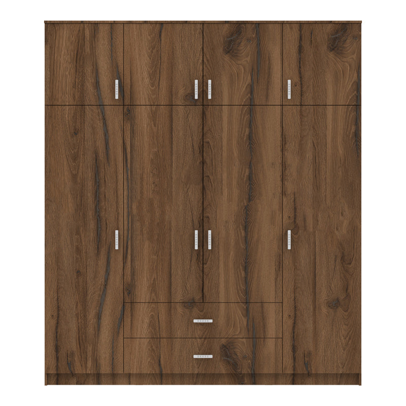 Ντουλάπα τετράφυλλη με συρτάρια Royal καρυδι-oak 200x58x230εκ