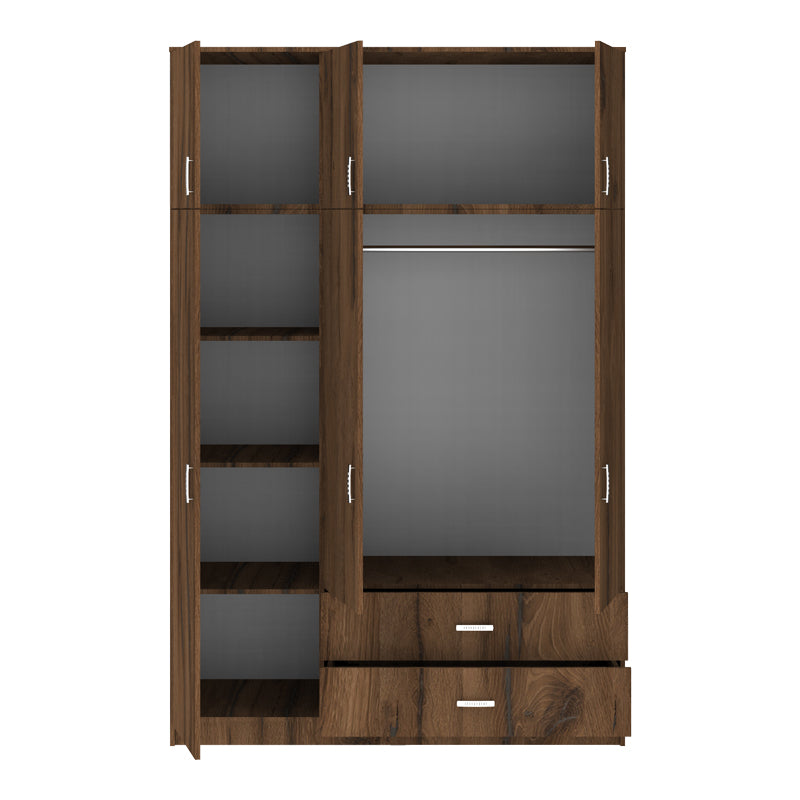 Ντουλάπα τρίφυλλη με συρτάρια Royal καρυδι-oak 150x58x230εκ