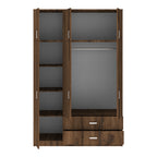 Ντουλάπα τρίφυλλη με συρτάρια Royal καρυδι-oak 150x58x230εκ