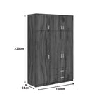 Ντουλάπα τρίφυλλη με συρτάρια Royal καρυδι-oak 150x58x230εκ