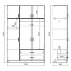 Ντουλάπα τρίφυλλη με συρτάρια Royal καρυδι-oak 150x58x230εκ