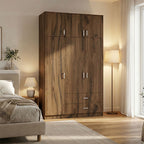Ντουλάπα τρίφυλλη με συρτάρια Royal καρυδι-oak 150x58x230εκ