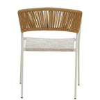 Πολυθρόνα αλουμινίου Glisten στοιβαζόμενη λευκός σκελετός-textilene γκρι- pe rattan σε φυσική απόχρωση 58x56x82εκ