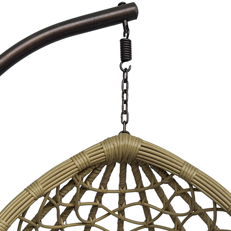 Κούνια φωλιά με βάση Lyere μέταλλο καφέ-pe rattan σε μπεζ απόχρωση 120x108x195εκ