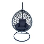 Κούνια φωλιά με βάση Lyere μέταλλο ανθρακί pe rattan σε γκρι απόχρωση 120x108x195εκ
