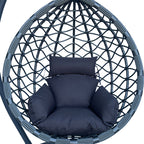Κούνια φωλιά με βάση Lyere μέταλλο ανθρακί pe rattan σε γκρι απόχρωση 120x108x195εκ