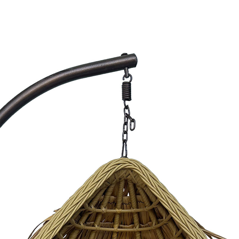 Κούνια φωλιά με βάση Varur μέταλλο καφέ - pe rattan σε μπεζ απόχρωση 120x105x195εκ