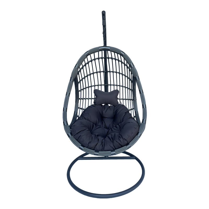 Κούνια φωλιά με βάση Cungo μέταλλο ανθρακί pe rattan σε γκρι απόχρωση 125x105x195εκ