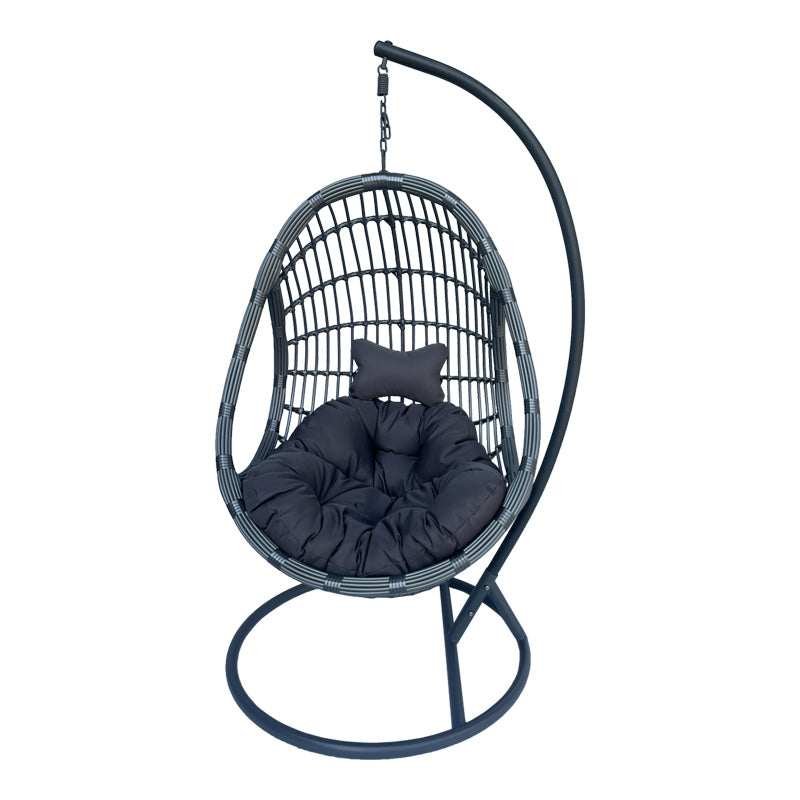 Κούνια φωλιά με βάση Cungo μέταλλο ανθρακί pe rattan σε γκρι απόχρωση 125x105x195εκ