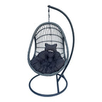 Κούνια φωλιά με βάση Cungo μέταλλο ανθρακί pe rattan σε γκρι απόχρωση 125x105x195εκ
