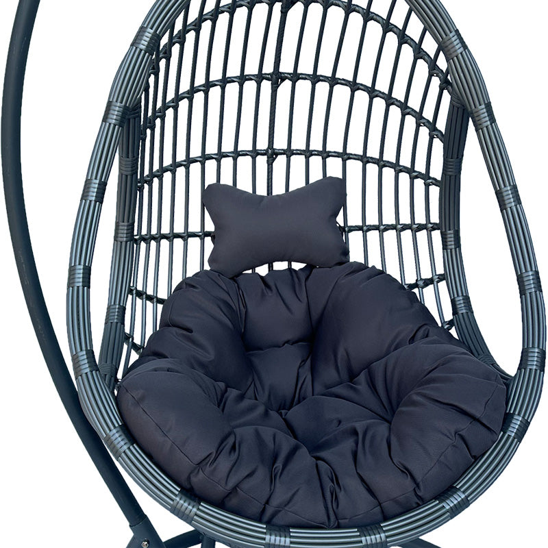 Κούνια φωλιά με βάση Cungo μέταλλο ανθρακί pe rattan σε γκρι απόχρωση 125x105x195εκ