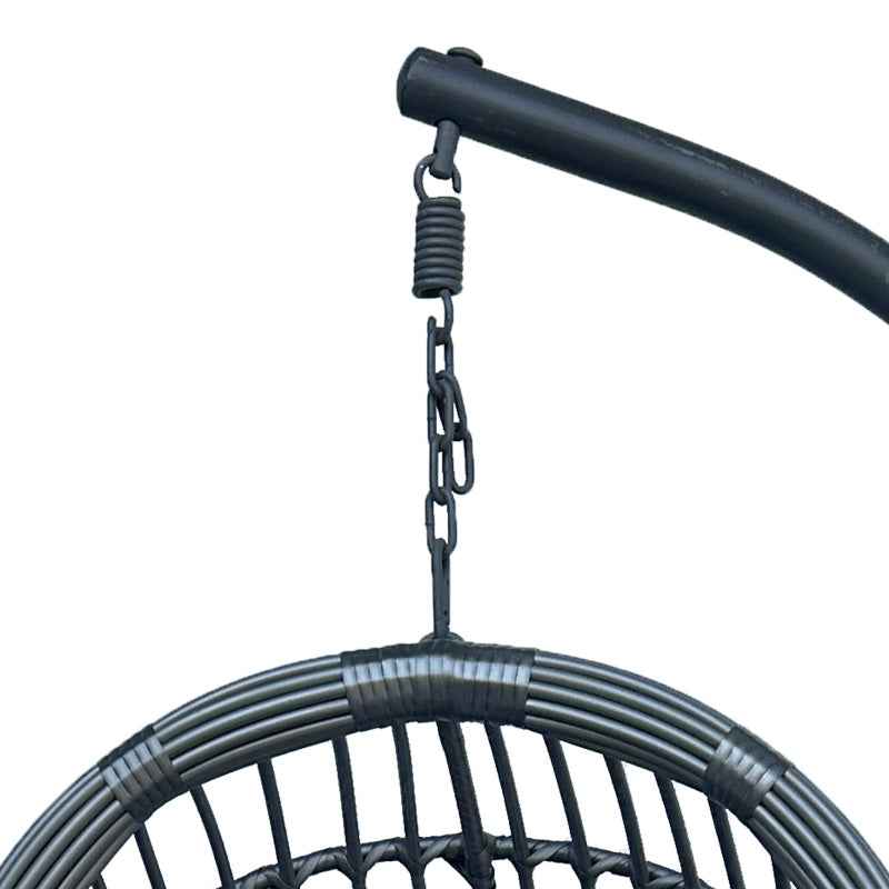 Κούνια φωλιά με βάση Cungo μέταλλο ανθρακί pe rattan σε γκρι απόχρωση 125x105x195εκ