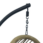 Κούνια φωλιά με βάση Cungo μέταλλο μαύρο- pe rattan μπεζ με μαύρο μαξιλάρι 125x105x195εκ