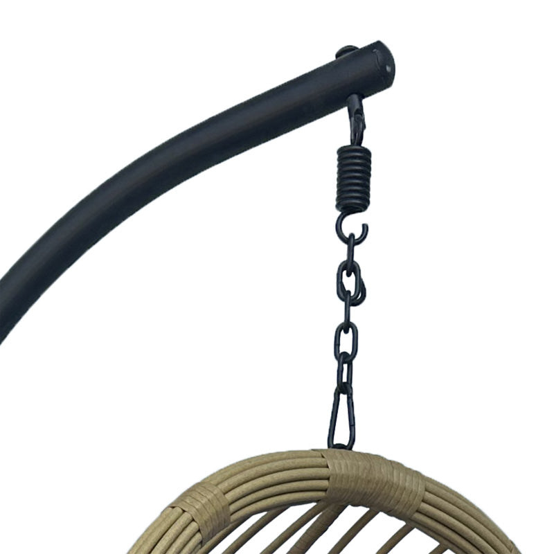 Κούνια φωλιά με βάση Cungo μέταλλο μαύρο- pe rattan μπεζ με μαύρο μαξιλάρι 125x105x195εκ