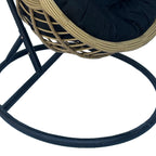 Κούνια φωλιά με βάση Cungo μέταλλο μαύρο- pe rattan μπεζ με μαύρο μαξιλάρι 125x105x195εκ