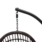 Κούνια φωλιά με βάση Cungo μέταλλο καφέ- pe rattan καφέ με μπεζ μαξιλάρι 125x105x195εκ