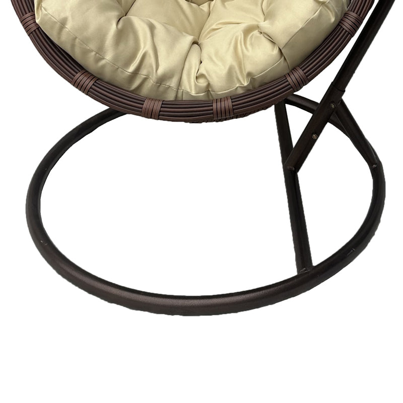 Κούνια φωλιά με βάση Cungo μέταλλο καφέ- pe rattan καφέ με μπεζ μαξιλάρι 125x105x195εκ